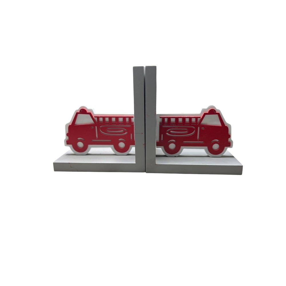 Creative Concepts for Kids Fire Truck Bookends Red Gray Wood - OS